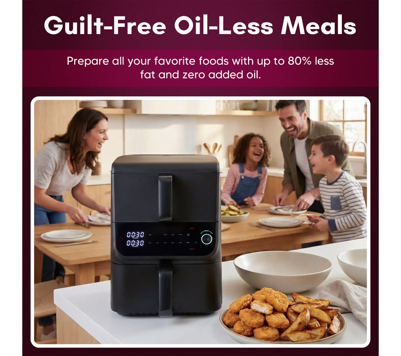 Elite Cuisine 10.5Qt Digital Double Stack Air Fryer, Black — View 2
