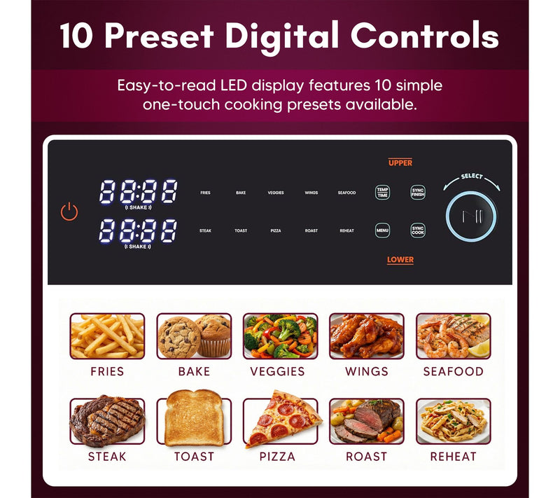 Elite Cuisine 10.5Qt Digital Double Stack Air Fryer, Black — View 6