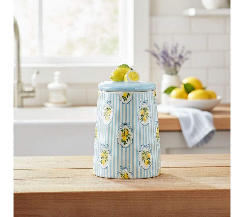 10 Strawberry Street Set of 2 Amalfi Lemon Stripe Canisters — View 4
