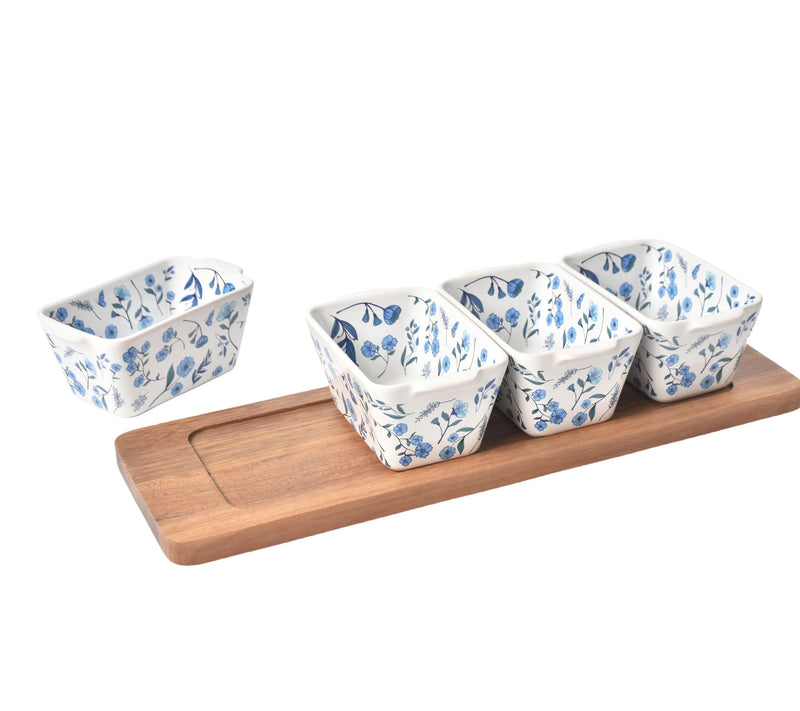 Temp-tations 4-pc Wood Cutting Board and Ceramic Ramekins Set — View 5