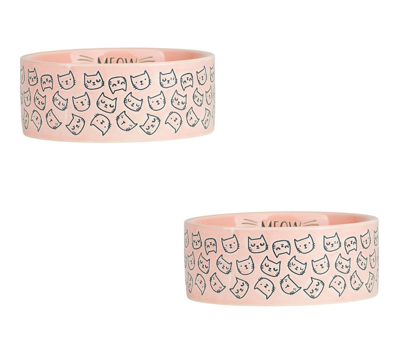 10 Strawberry Street Set of 2 Wax Resist Cat Face Pet Dishes — View 9