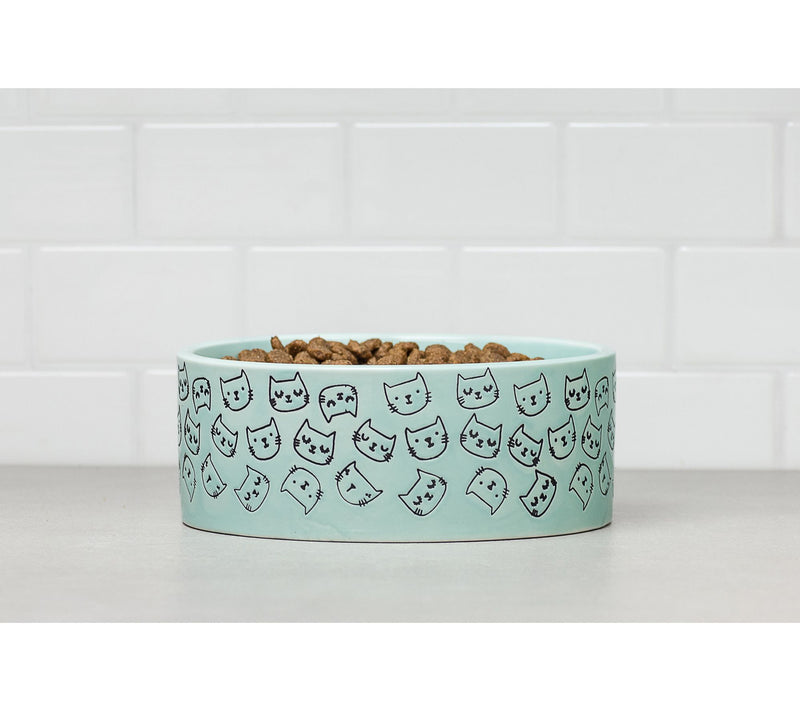 10 Strawberry Street Set of 2 Wax Resist Cat Face Pet Dishes — View 6