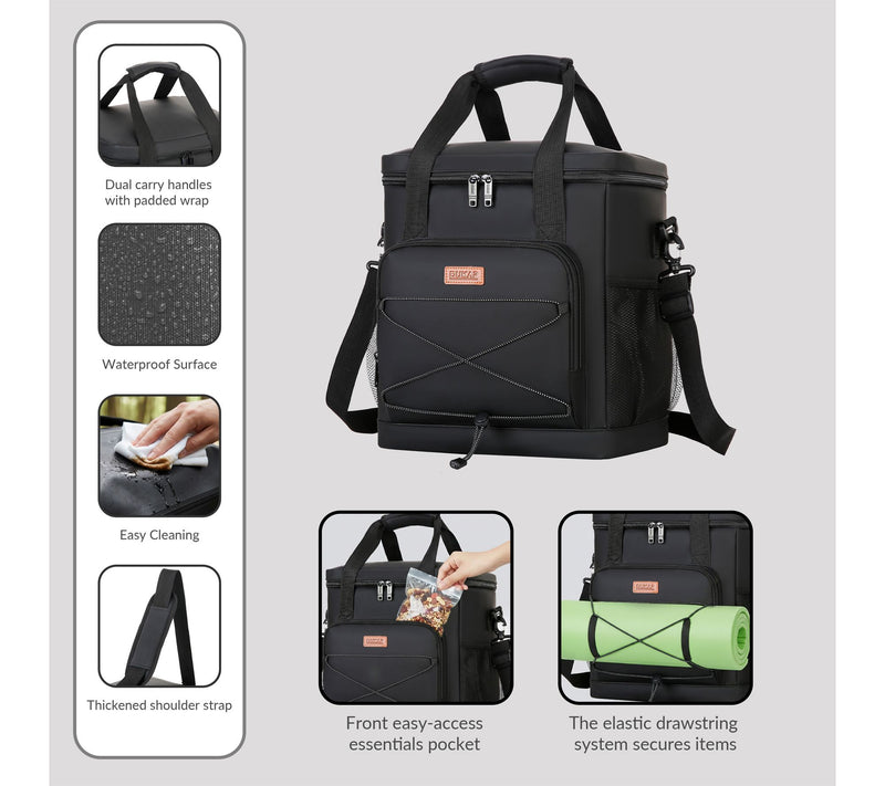 DUKAP DASH Insulated Soft Cooler Tote Bag Black — View 5