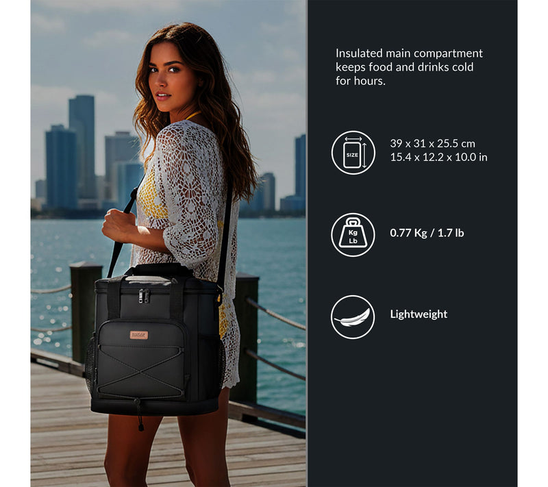 DUKAP DASH Insulated Soft Cooler Tote Bag Black — View 2