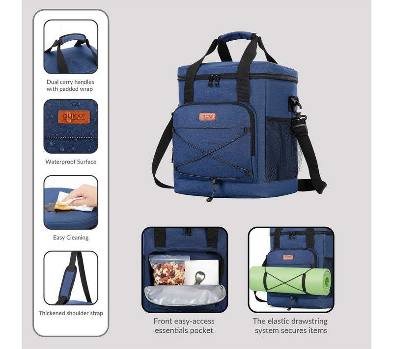 DUKAP DASH Insulated Soft Cooler Tote Bag Blue — View 3