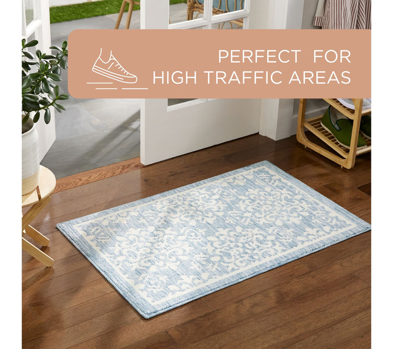 TCLI Walker Damask Medallion Washable 24"x40" Kitchen Mat — View 7