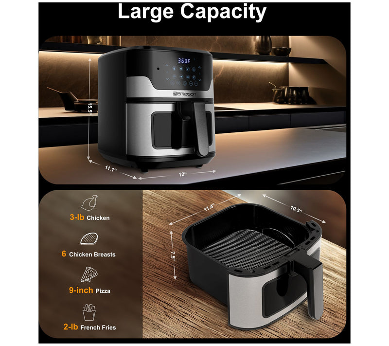 Emerson SmartVoice 5.3 QT Air Fryer, 1000+ Voice Commands No APP — View 8