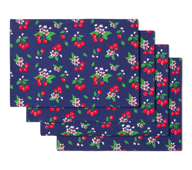 Draper James Ch erry Blossom Re versible Placem at 4-Pack Set — Main view