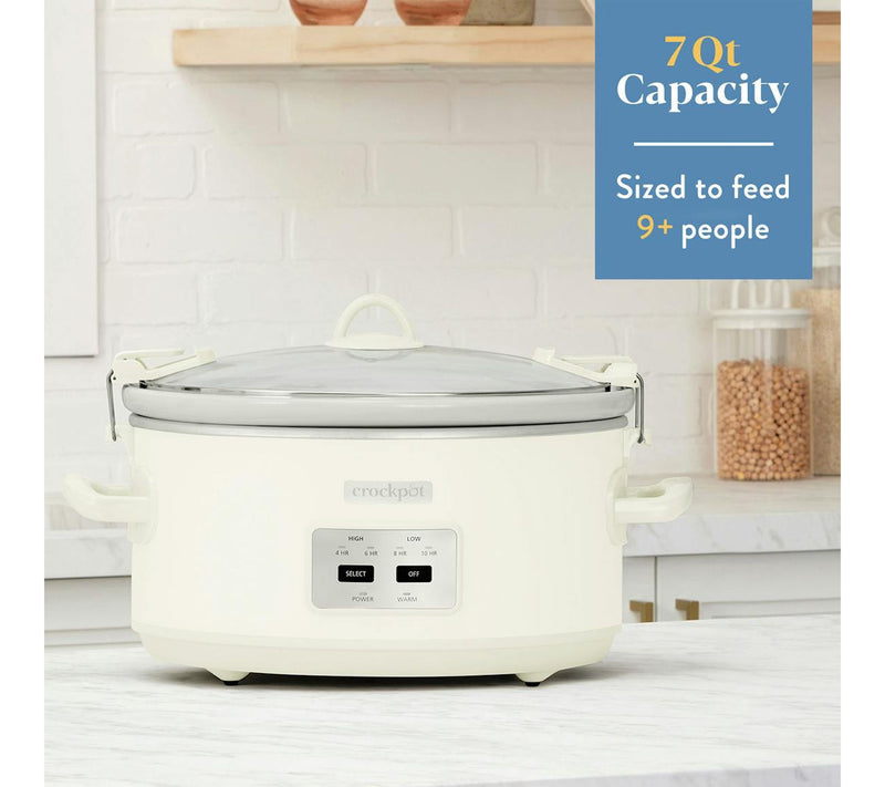 Crock Pot 7Qt Oval Programmable Slow Cooker inOatmilk Cream — View 5