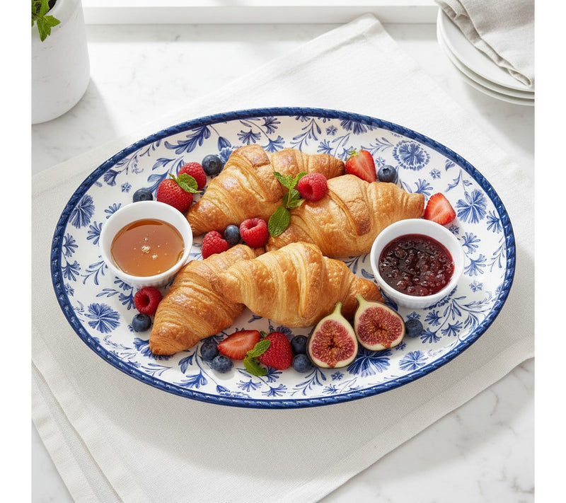 10 Strawberry Street Heritage Wildflower Oval Serving Platter — View 4