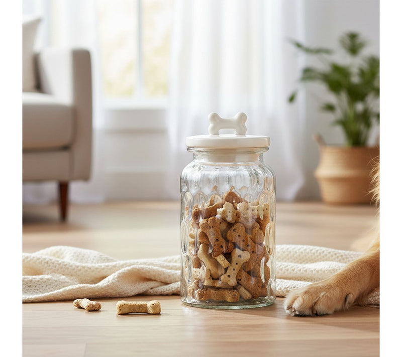 10 Strawberry Street Textured Glass Dog Treat Jar with Figural — View 5