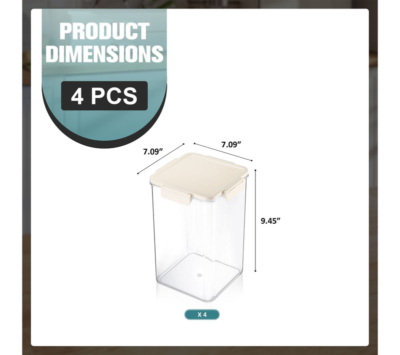 Sorbus Airtight Plastic Food Container, Tall Square 9.45" -4Pk — View 4