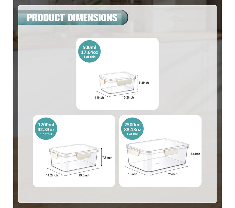 Sorbus Airtight Plastic Food Container Rectangle -3Pk — View 3