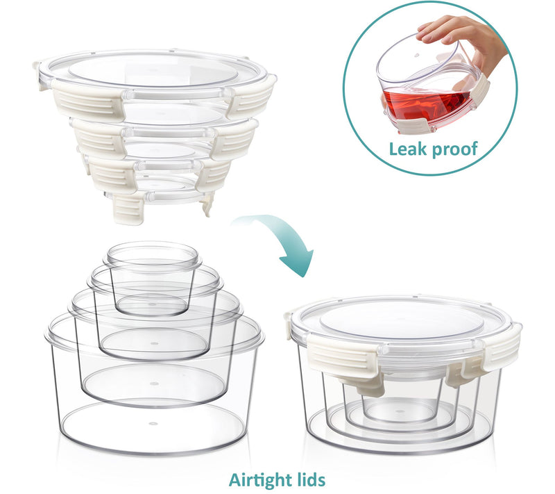 Sorbus Airtight Plastic Food Container, Round Beige Lid, 4-Pk — View 5