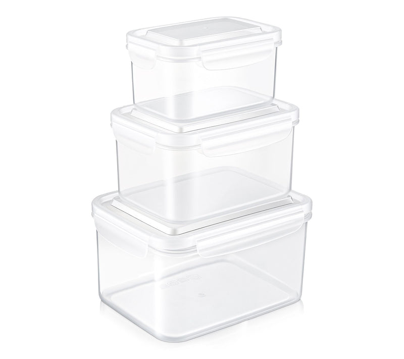 Sorbus Airtight Plastic Food Container, Rectangle White Lid3Pk — Main view