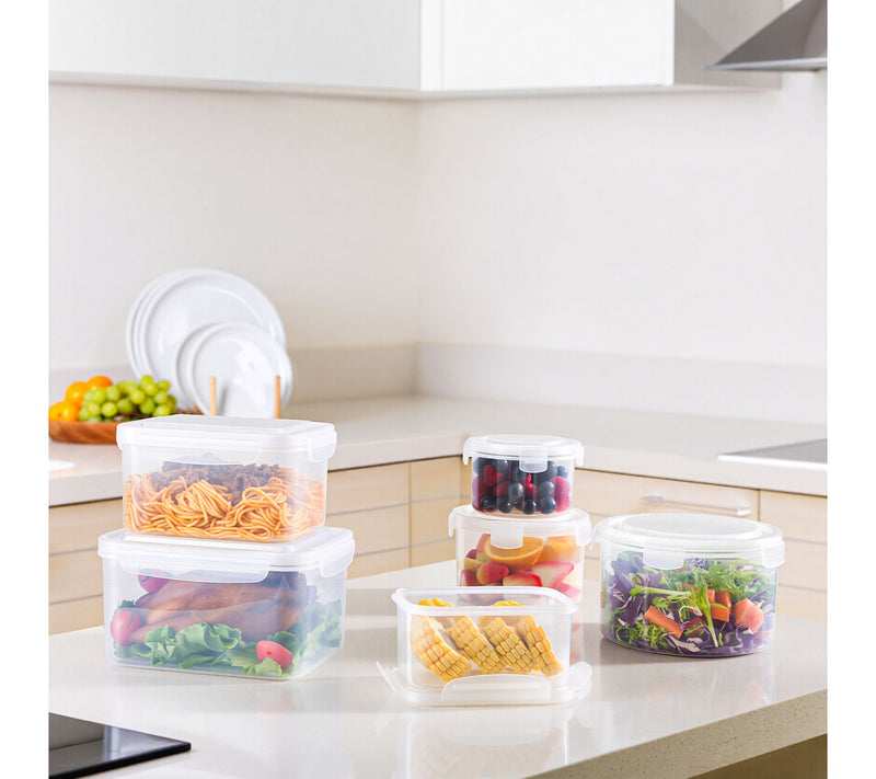 Sorbus Airtight Plastic Food Container, Rectangle White Lid3Pk — View 2