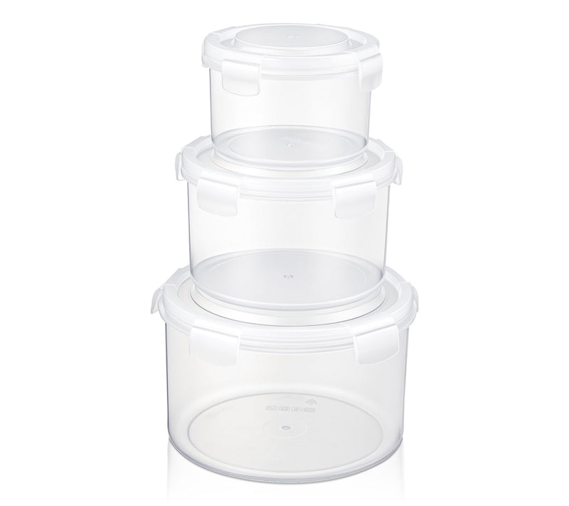 Sorbus Airtight Plastic Food Container, Round White Lid, 3-Pk — View 10