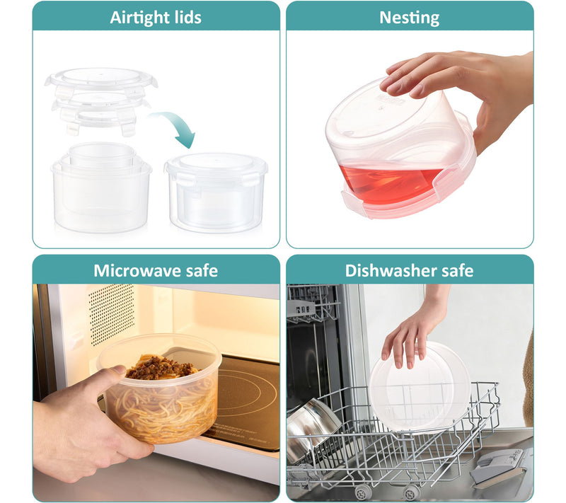 Sorbus Airtight Plastic Food Container, Round White Lid, 3-Pk — View 4