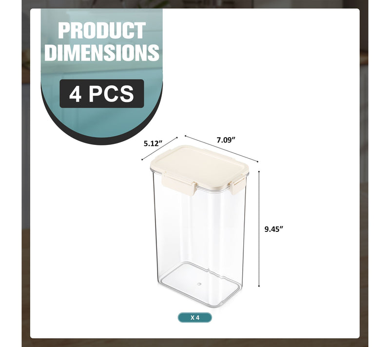 Sorbus Airtight Plastic Food Container, Tall Rectangle -4 Pack — View 3