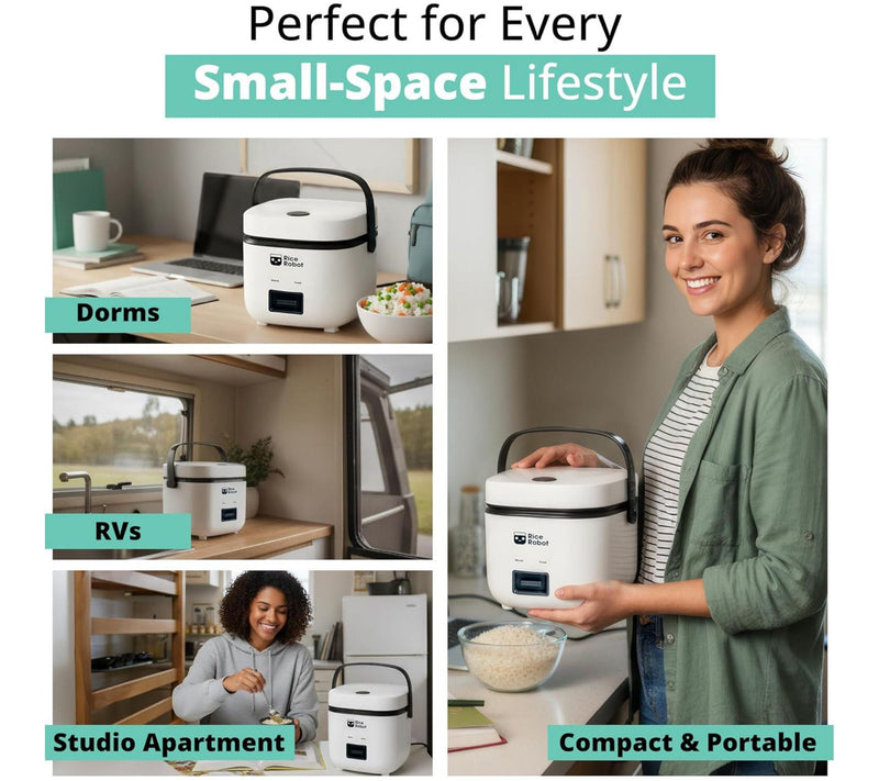Bell+Howell Rice Robot 4-Cup Rice Cooker w/ Steam Tray & Recipes — View 2
