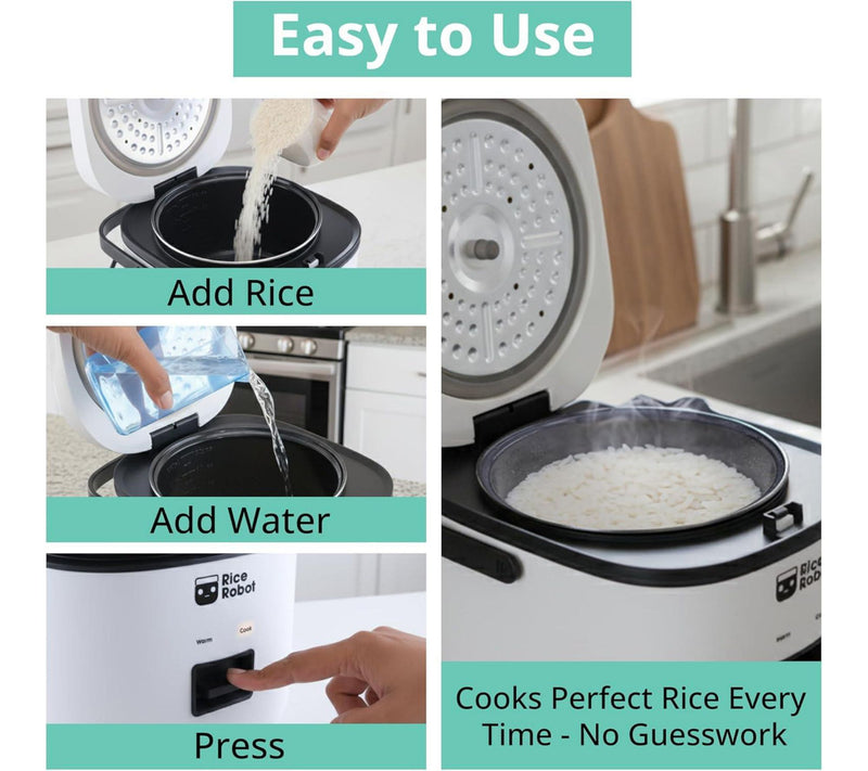 Bell+Howell Rice Robot 4-Cup Rice Cooker w/ Steam Tray & Recipes — View 7