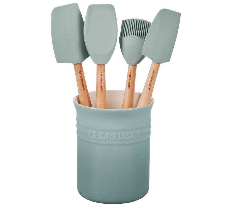 Le Creuset 5-Piece Craft Series Utensil Set & Stoneware Croc — Main view