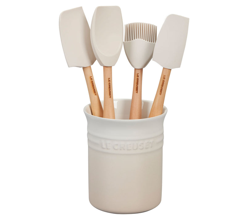 Le Creuset 5-Piece Craft Series Utensil Set & Stoneware Croc — View 15