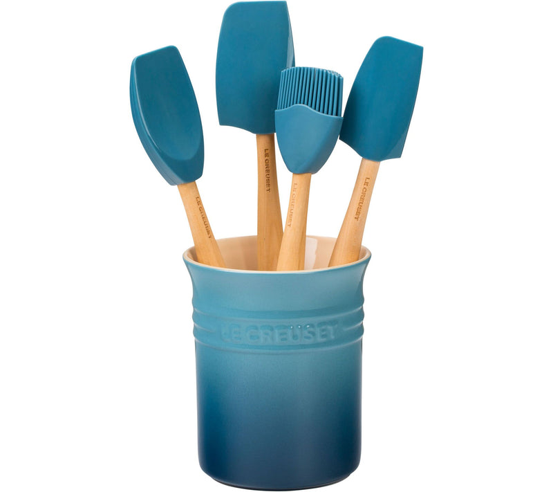 Le Creuset 5-Piece Craft Series Utensil Set & Stoneware Croc — View 11