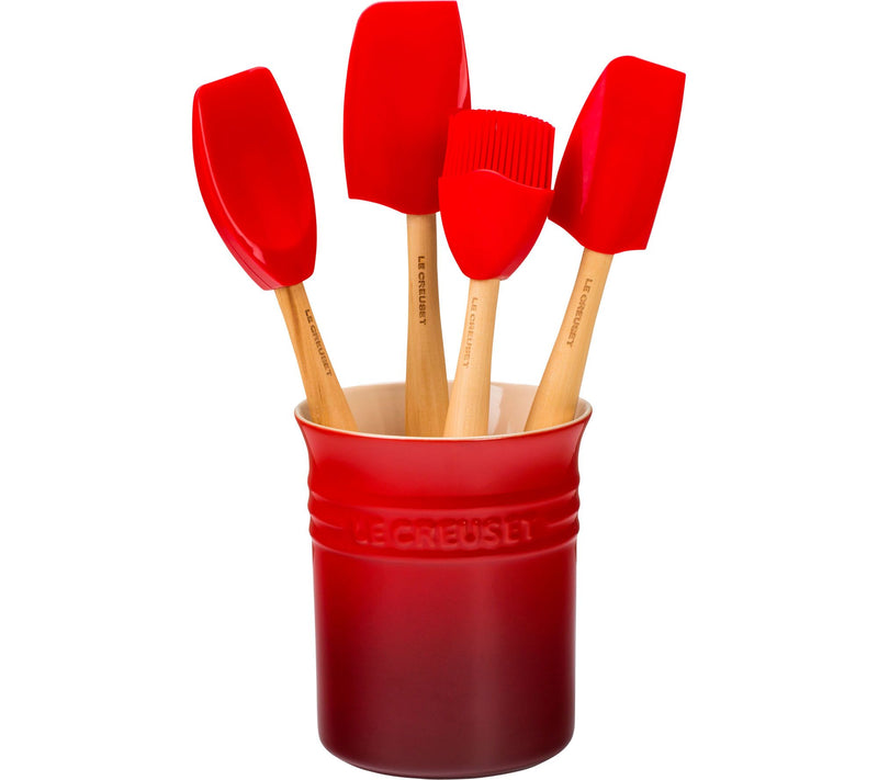Le Creuset 5-Piece Craft Series Utensil Set & Stoneware Croc — View 3