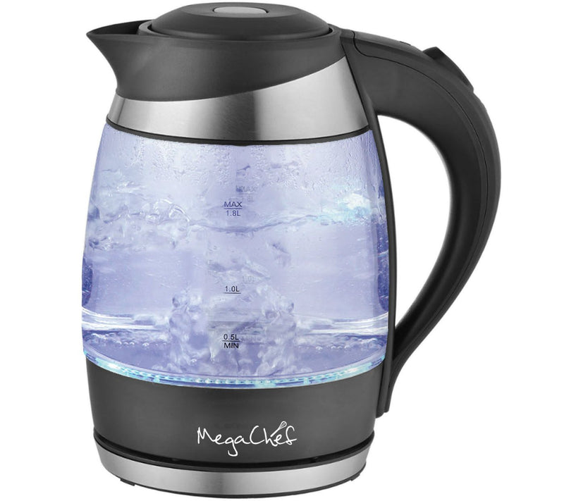 MegaChef 1.8-Liter Glass & Stainless Steel Electric Teakettle — Main view