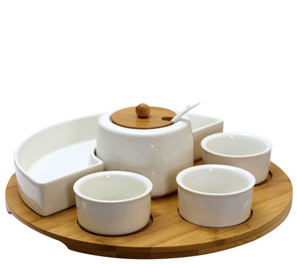 Elama 6-Piece Lazy Susan Appetizer and Condiment Server Set
