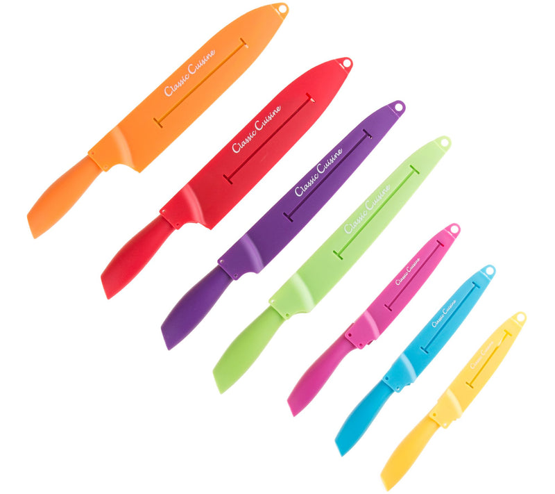 Classic Cuisine 14-Piece Multicolor Knife Set with Sheaths — View 2