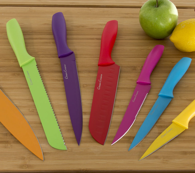 Classic Cuisine 14-Piece Multicolor Knife Set with Sheaths — View 3