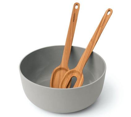 BergHOFF Leo 3-Piece Bamboo Salad Bowl Set withServers