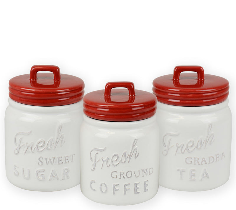 Design Imports Set of 3 Vintage Ceramic Mason Jr Canisters — View 6