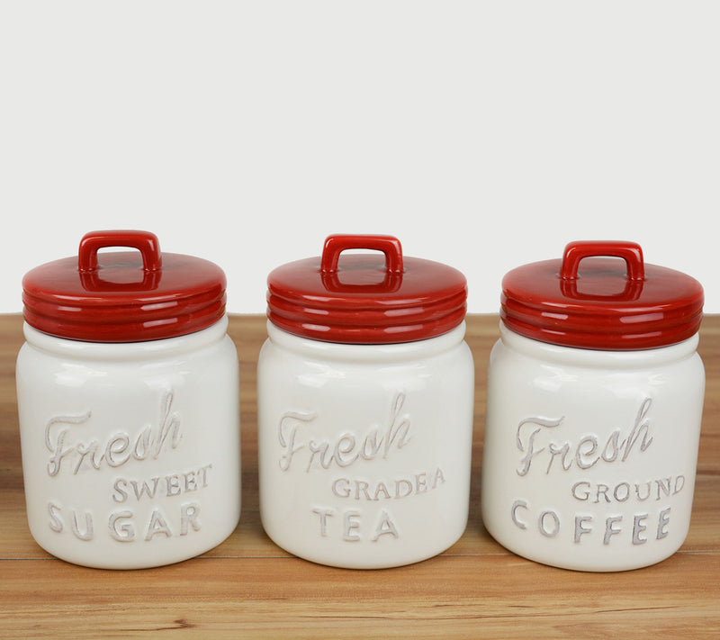 Design Imports Set of 3 Vintage Ceramic Mason Jr Canisters — View 12