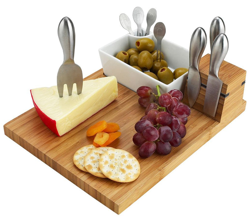 Picnic at Ascot Buxton Bamboo Cheese Board Setwith 4 Tools — Main view