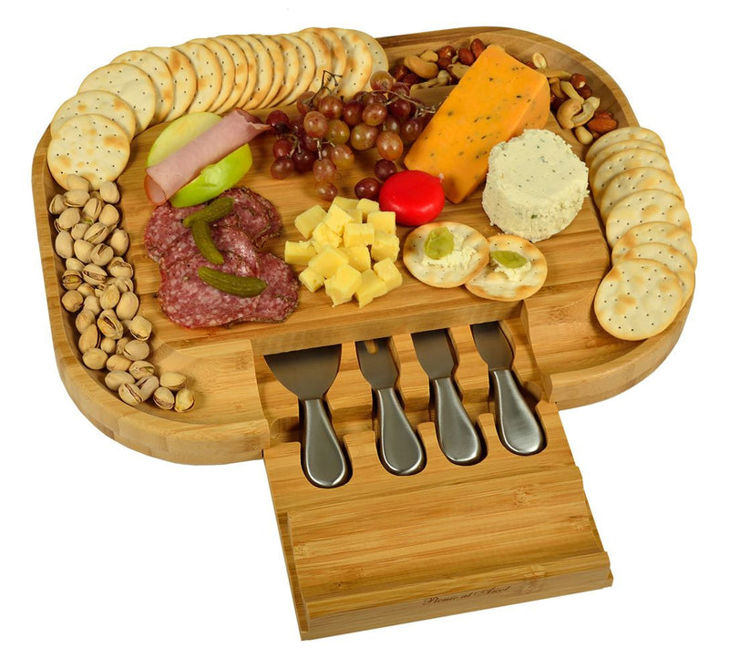 Picnic at Ascot Deluxe Cheese Board with Cracker Rim & Tools — Main view