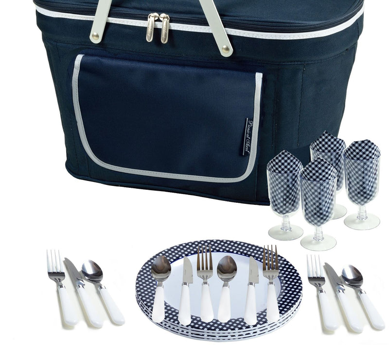 Picnic at Ascot, Collapsible Insulated Picnic Basket For 4 — View 5