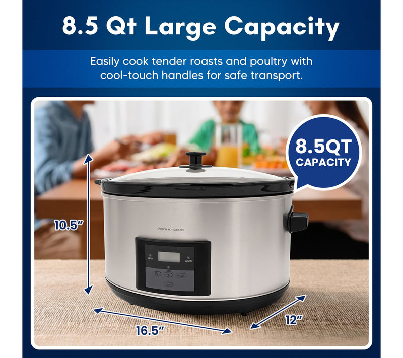 Elite Gourmet 8.5-qt Stainless Steel Digital Sow Cooker — View 6