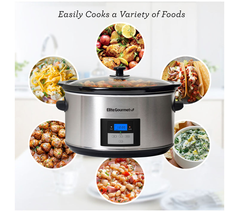 Elite Gourmet 8.5-qt Stainless Steel Digital Sow Cooker — View 7