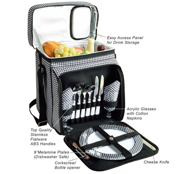 Picnic at Ascot Insulated Picnic Cooler for 2,Houndstooth — View 3