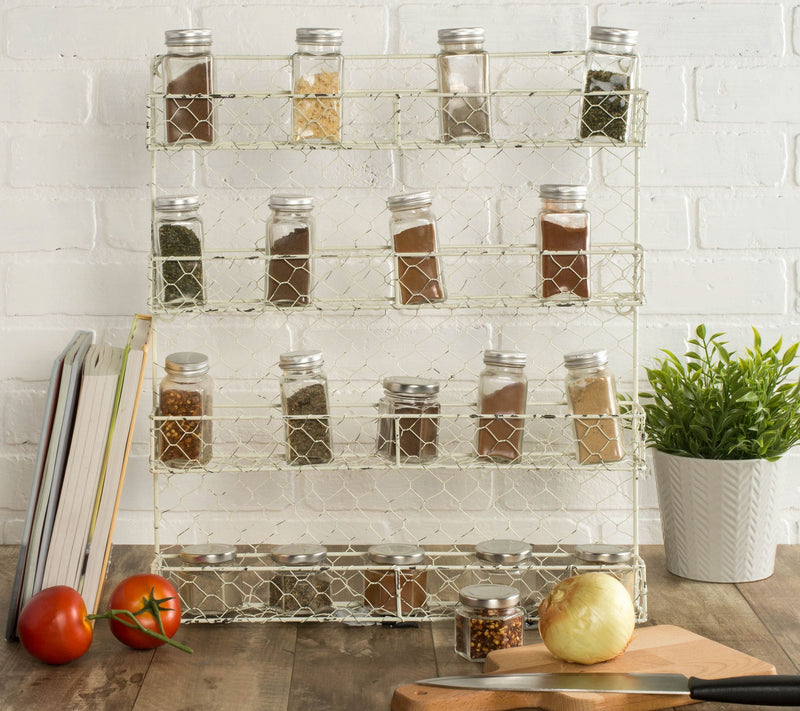 Design Imports 4-Tier Antique White Chicken Wire Spice Rack — View 3
