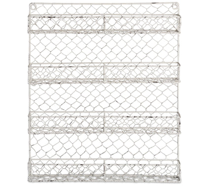 Design Imports 4-Tier Antique White Chicken Wire Spice Rack