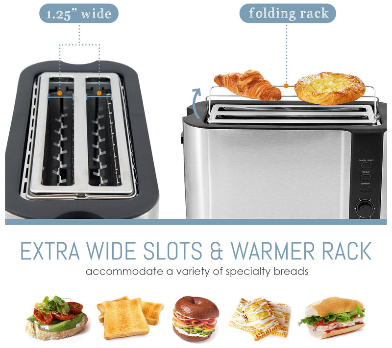 Elite Gourmet Stainless Steel 4-Slice Long-SloToaster — View 5