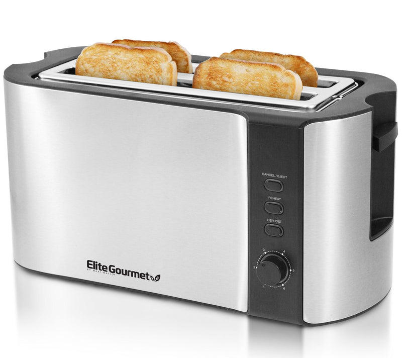 Elite Gourmet Stainless Steel 4-Slice Long-SloToaster — View 6