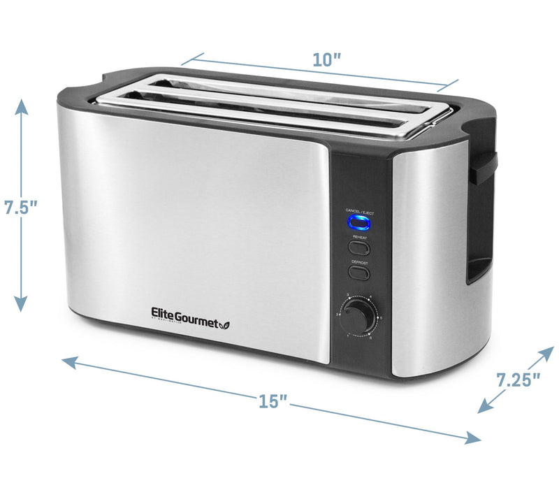 Elite Gourmet Stainless Steel 4-Slice Long-SloToaster — View 4