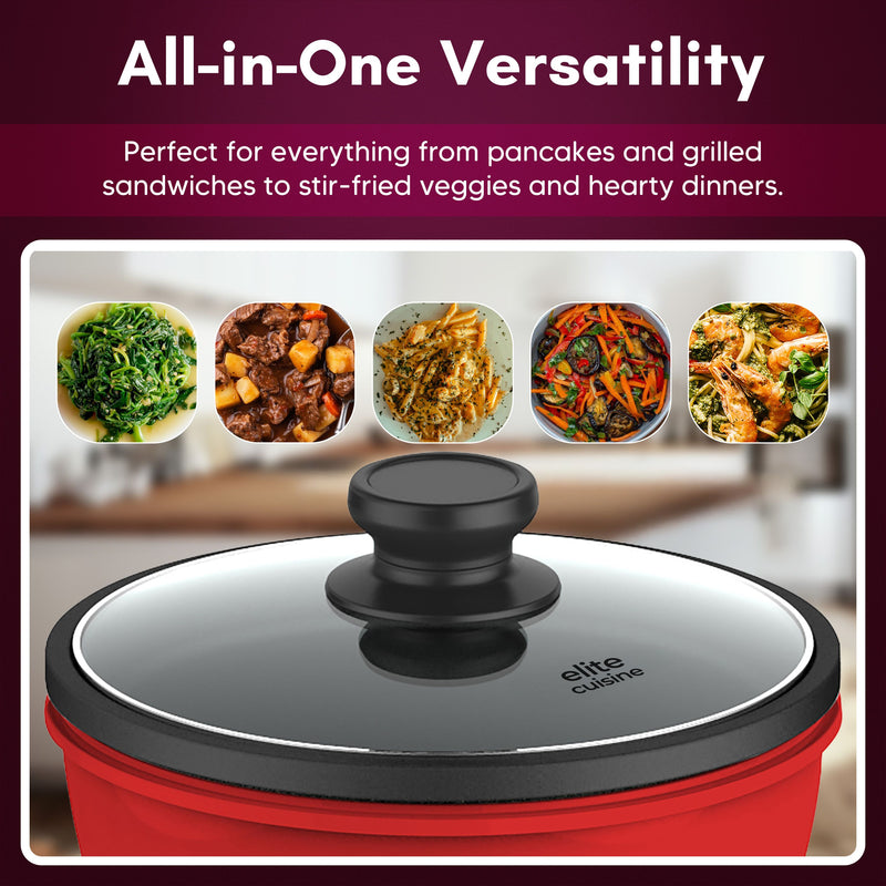Elite Gourmet 8.5" Personal Electric Skillet w/Glass Lid — View 6