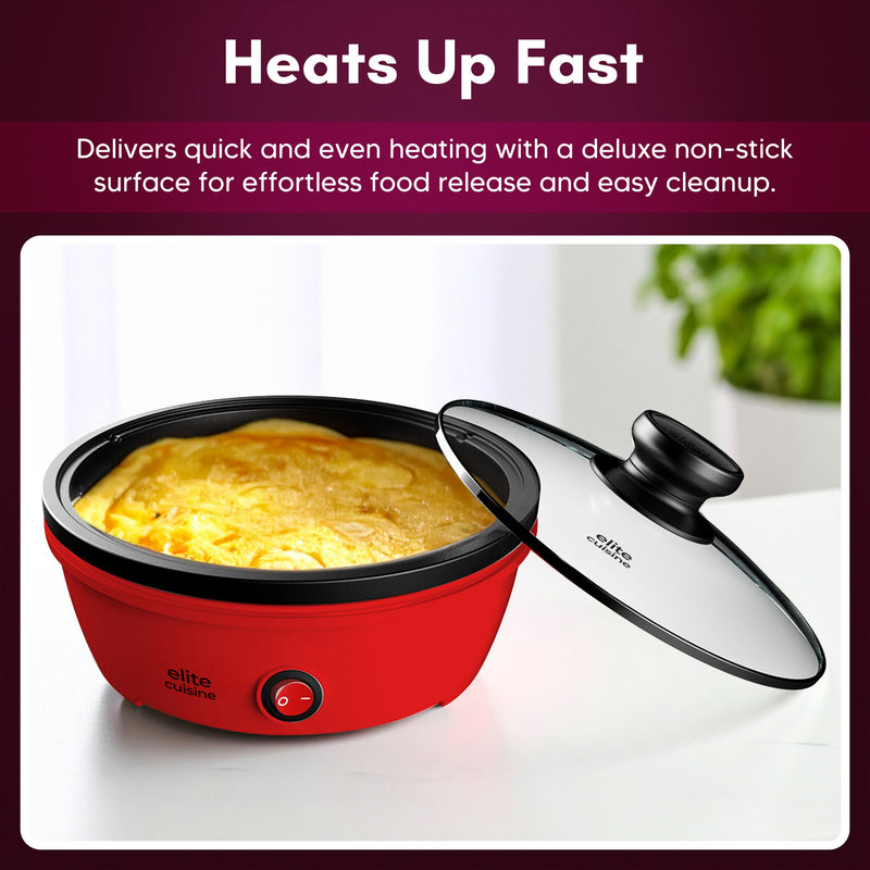 Elite Gourmet 8.5" Personal Electric Skillet w/Glass Lid — View 2