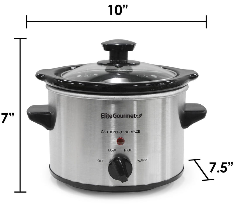 Elite Cuisine 1.5-Quart Mini Slow Cooker in Stanless Steel — View 5